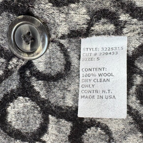 Cut Loose Black Gray White Abstract Circle Print 100% Felted Wool Vest Size S - Picture 10 of 11